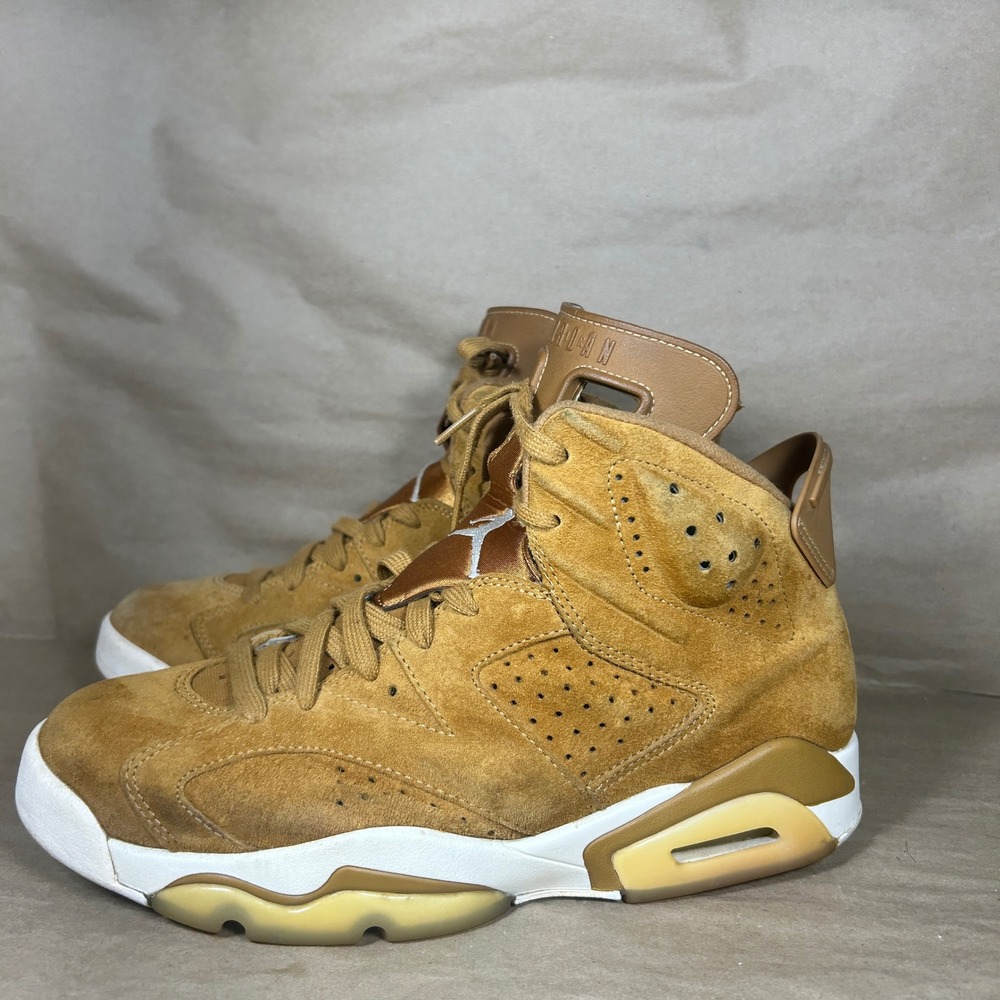 Jordan 6 Retro Wheat Men 9 Golden Harvest Suede High Top 384664-705